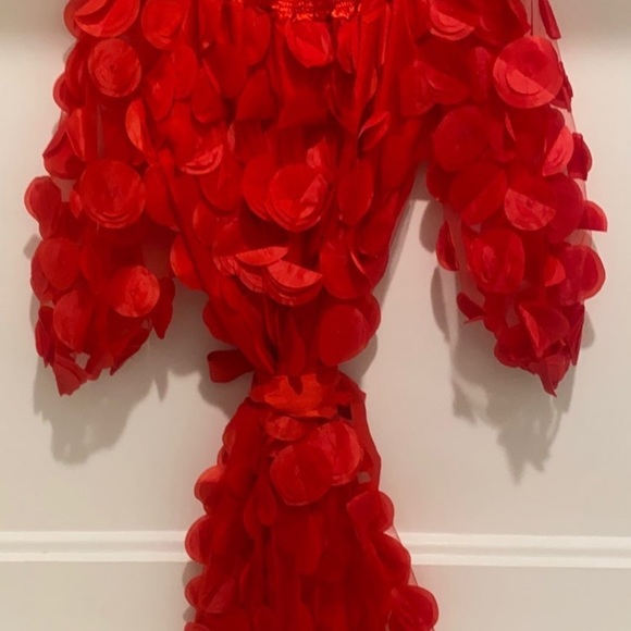 Souk & Sépia red 3-D petal off the shoulder dress - Picture 8 of 11